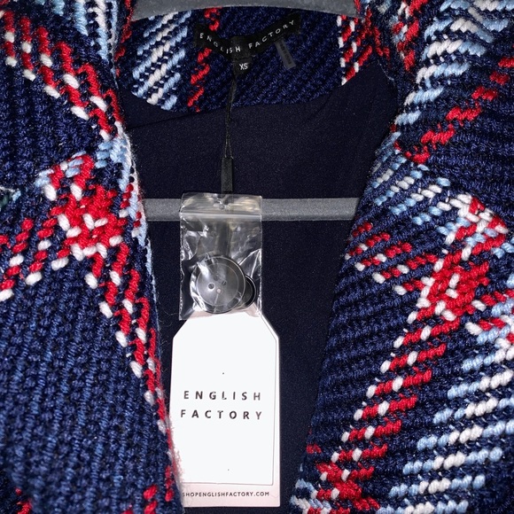 English Factory Navy Blue Plaid Coat - Picture 5 of 11